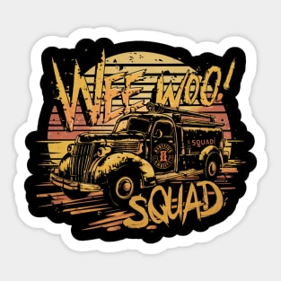 Wee Woo Squad Fire Truck Firefighter Vintage Sticker